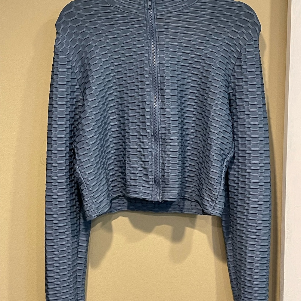 Textured Blue Athletic Jacket 1/2 set